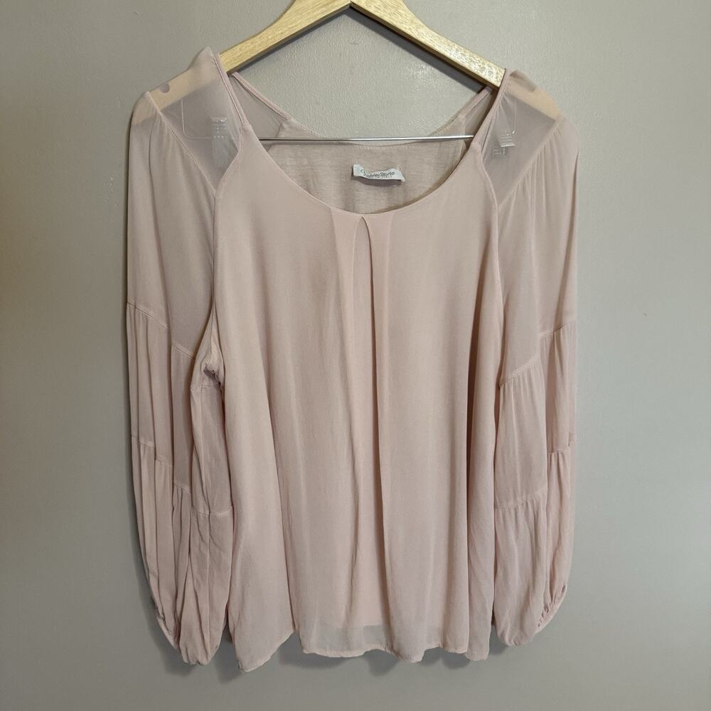 Cobblestone Italian Adelaide Silk Fully lined Pullover Blouse, Soft Pink, Small